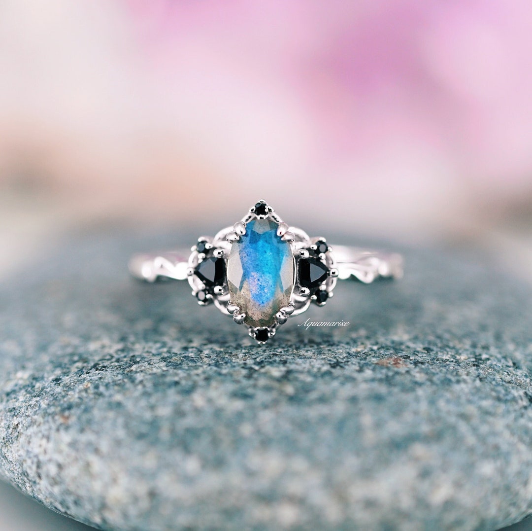 Bague de fiançailles vintage en argent sterling 925 avec