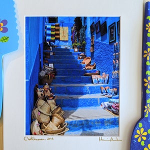 Chefchaouen Blue Stairs — Matted Photograph — Wall Art