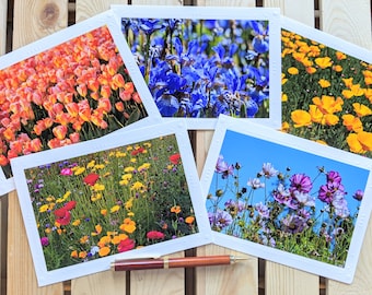 Flower Fields — Nature Photography — 5 Blank Greeting Cards