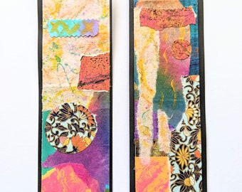 Collage Bookmarks — Handmade Paper Bookmarks — Technicolor Collage