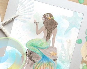 Mermaid Art Prints, Bathroom Decor, Nautical Prints, Coastal & Tropical Wall Decor, Mermaid wall Art, Mermaid gifts for Women