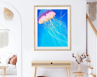 Jellyfish Art Print, Sea Creature Nursery Wall Art,  Bathroom decor, Kids Room Wall Art Prints, Ocean Art Prints, Whimsical Art