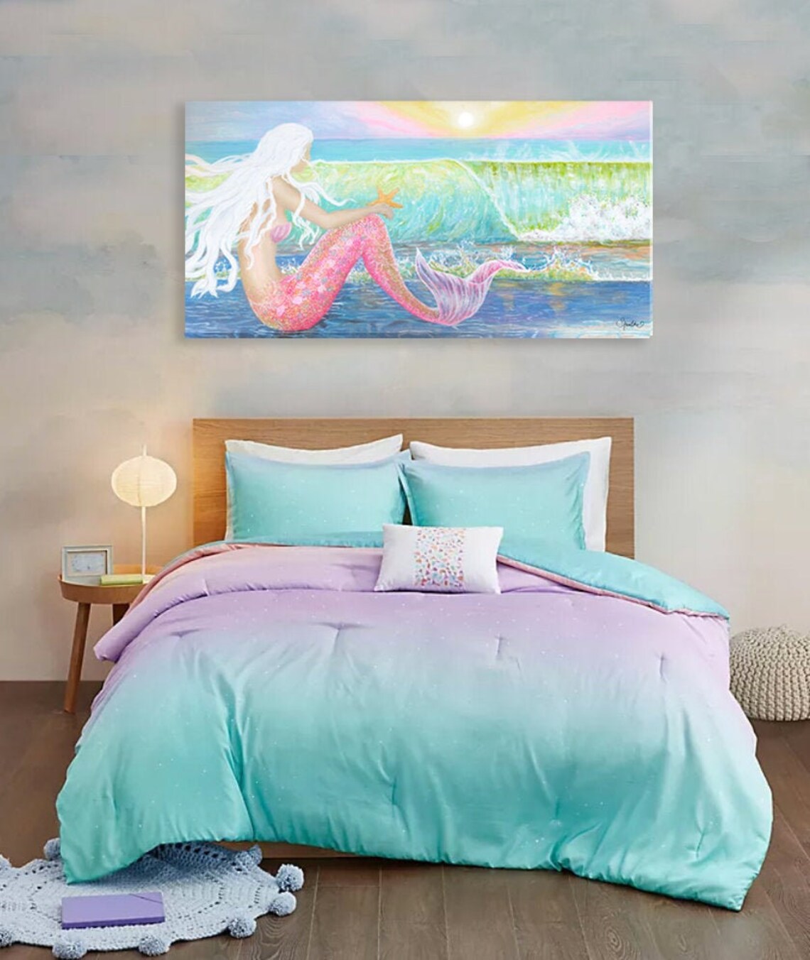 Mermaid Wall Art Mermaid Decor Bathroom Decor Coastal & Etsy