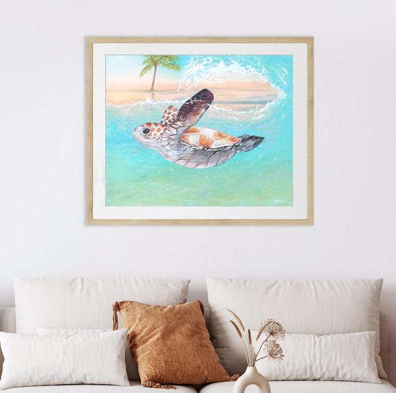 Sea Turtle Art Prints, Coastal Wall Decor, Nautical Art, Tropical decor, Sea Turtle Print, Beach House Decor, Coastal Art Prints