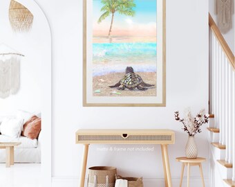 Coastal wall art, Sea Turtle Art Prints, Beach Art, Coastal Bathroom Decor, tropical art, beach home decor, beach house style, beach house