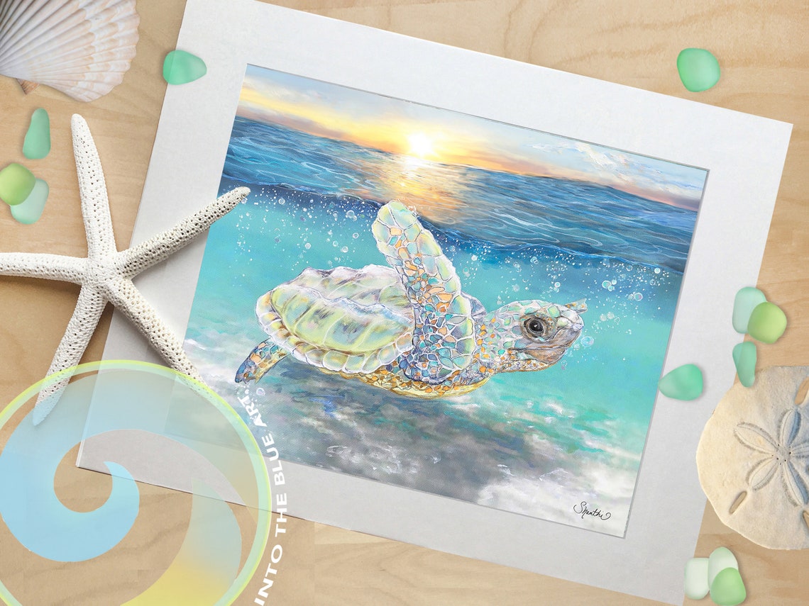 Sea Turtle Wall Art Sea Turtle Decor Coastal Bathroom Decor - Etsy