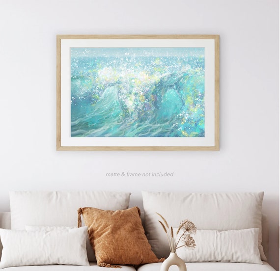Living Room Art, Wave Prints, Wave Wall Art, Coastal Bathroom Decor, Beach Art, Beach Decor, Interior Design, Tropical art