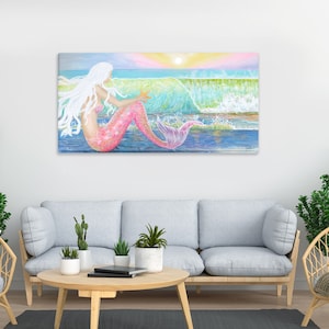 Mermaid Wall Art, Mermaid Decor, Bathroom Decor, Coastal & Tropical Prints, Wall Decor, Mermaid Gifts, Whimsical Art, Art for Girls Room