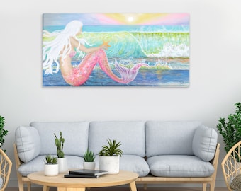 Mermaid Wall Art, Mermaid Decor, Bathroom Decor, Girls Bedroom Art, Mermaid Gifts, Whimsical Art, Art for Girls Room
