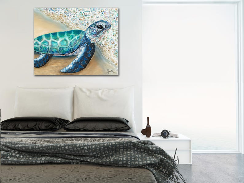 Baby Sea Turtle Art Prints Sea Turtle Decor Sea Turtle Wall Etsy
