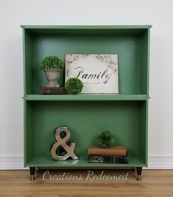 Green Bookcase / Green Upcycled Bookcase / Kids Bookcase / Etsy