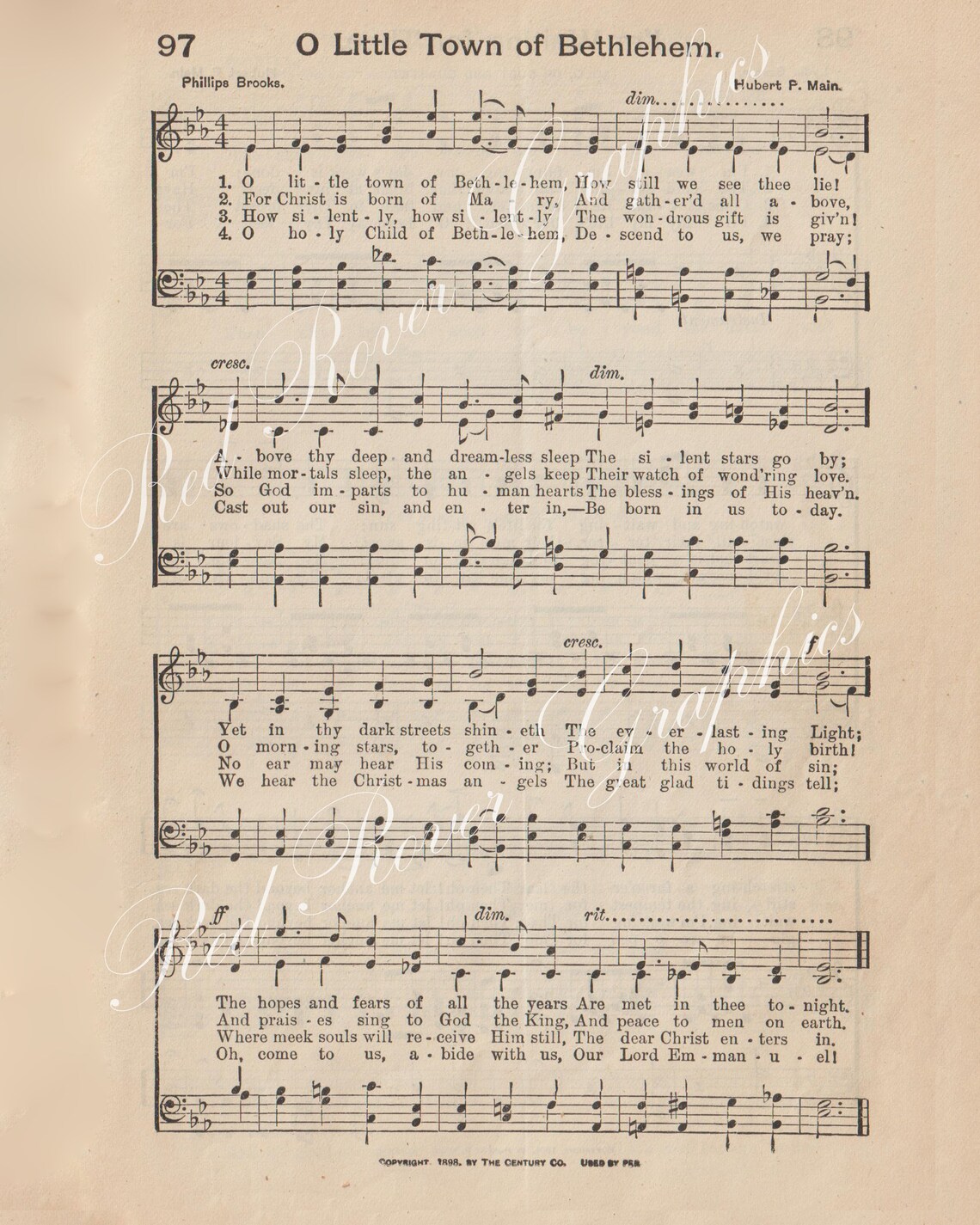 O Little Town Of Bethlehem Printable Music Vintage 1907 | Etsy
