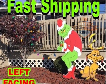 Stealing CHRISTMAS Lights Yard Art Decor Creeping LEFT Facing Grinch MAX Stealing CHRISTMAS Lights Yard Art Decor Creeping LEFT Facing Grinch MAX