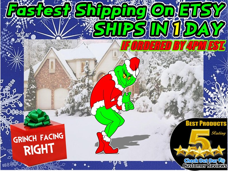 Huge Right or Left facing Grinch Stealing CHRISTMAS Lights Etsy