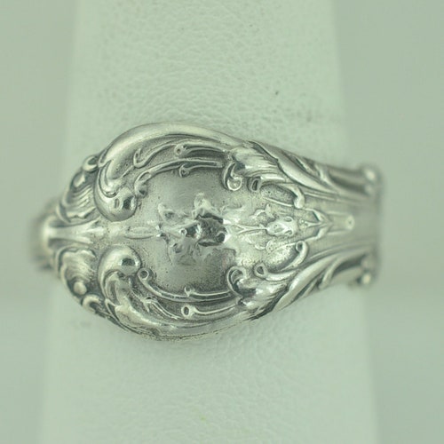 Dainty Solid 925 Sterling Silver Lily Flower Floral Adjustable Spoon Ring