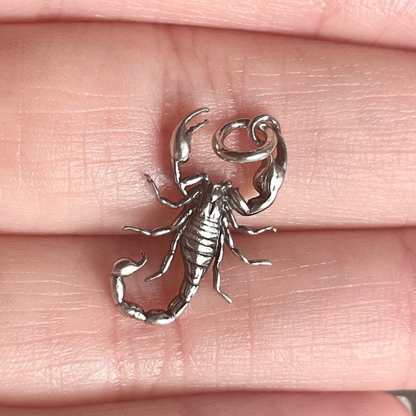 Small Melusine Solid 925 Sterling Silver Scorpion Scorpio Zodiac Birthday Gift Charm