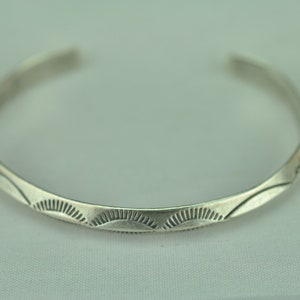 5 3/4'' Dainty Solid 925 Sterling Silver Native Pattern Cuff Bracelet