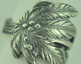 Verstelbare lepelring van massief 925 sterling zilver met palmboom- en bloemmotief - Verkrijgbaar in verschillende materialen.