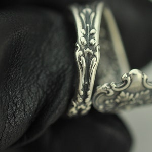 Solid 925 Sterling Silver Flower Floral Adjustable Spoon Ring image 4