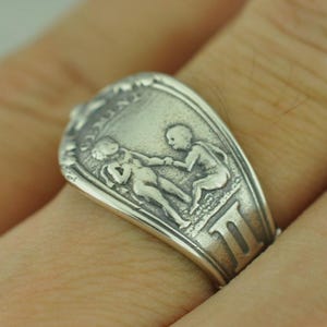 Solid 925 Sterling Silver Dainty Gemini Zodiac Birthday Spoon Ring - Different Materials Available