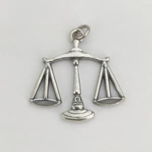 Melusine Solid 925 Sterling Silver Libra Scale Zodiac Birthday Gift Pendant Charm