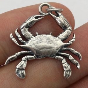 Melusine Solid 925 Sterling Silver Cancer Crab Zodiac Birthday Gift Pendant