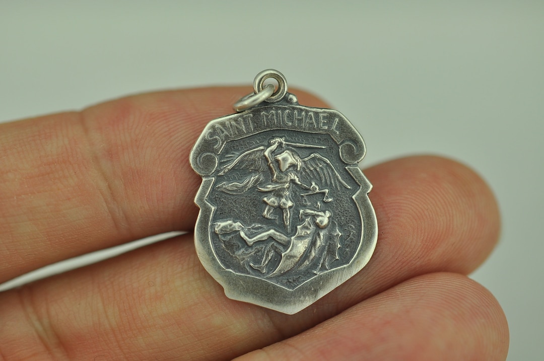 Solid 925 Silver Saint Michael Pendant Etsy