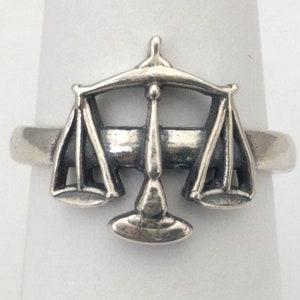 Melusine Massiver 925 Sterling Silber Waage Sternzeichen Geburtstagsgeschenk Ring