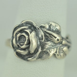 Dainty Solid 925 Sterling Silver Rose Flower Floral Adjustable Spoon Ring