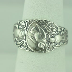 Dainty Solid 925 Sterling Silver Birds Nest Adjustable Spoon Ring