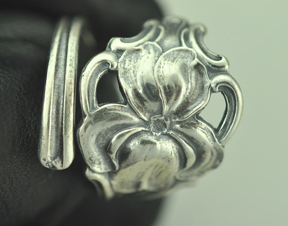 Solid 925 Sterling Silver Iris Flower Floral Adjustable Spoon - Etsy