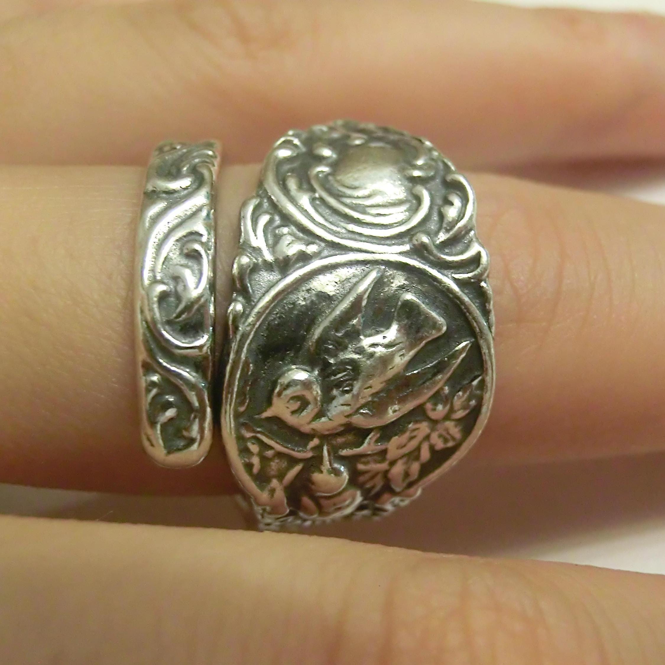 Solid 925 Sterling Silver Birds Nest Adjustable Spoon Ring - Etsy