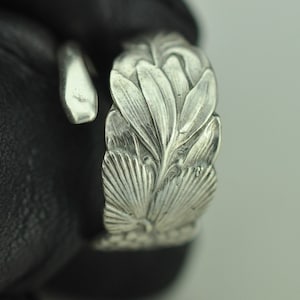 Dainty Solid 925 Sterling Silver Flower Floral Adjustable Spoon Ring