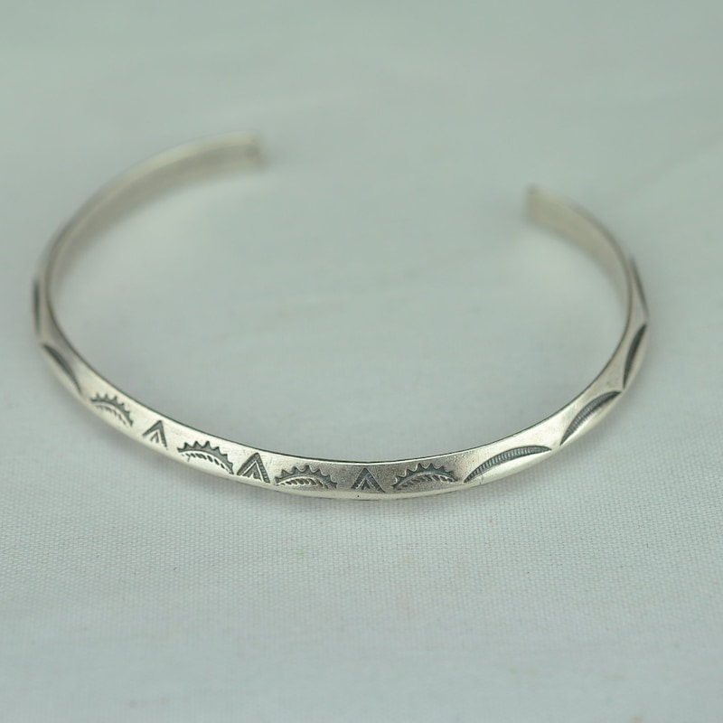 Vintage Silver Etched Cuff