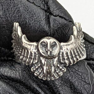 Anillo ajustable con forma de búho y cuchara de plata de ley 925 maciza de Melusina