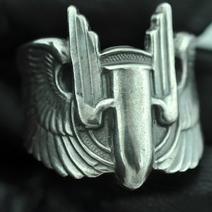 Massiver 925 Sterling US Air Gunner Geschoss Ring