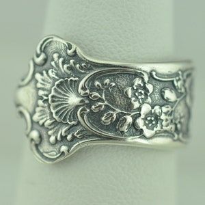 Dainty Solid 925 Sterling Silver Flower Floral Adjustable Spoon Ring