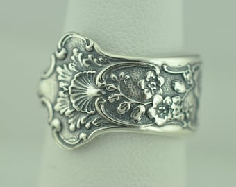 Dainty Solid 925 Sterling Silver Flower Floral Adjustable Spoon Ring