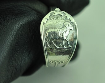 Dainty Solid 925 Sterling Silver Aries Zodiac Birthday Adjustable Spoon Ring