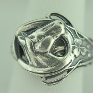 Solid 925 Sterling Silver Horse Shoe Good Luck Adjustable Spoon Ring