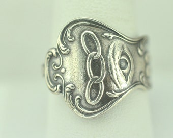 Solid 925 Sterling Silver IOOF Adjustable Spoon Ring