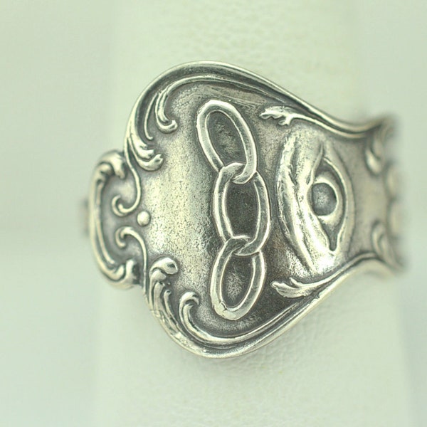 Solid 925 Sterling Silver IOOF Adjustable Spoon Ring