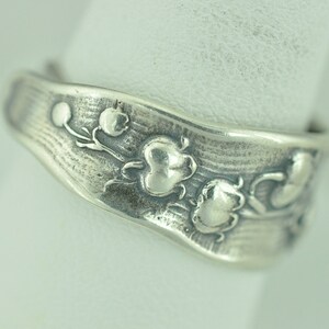 Dainty Solid 925 Sterling Silver Lily Of The Valley Flower Adjustable Spoon Ring