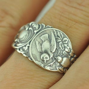 Dainty Thin Lightweight Solid 925 Sterling Silver Birds Nest Adjustable Spoon Ring