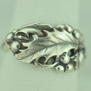 Dainty Solid 925 Sterling Silver Holly Flower Floral Adjustable Spoon Ring