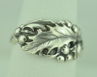 Dainty Solid 925 Sterling Silver Holly Flower Floral Adjustable Spoon Ring