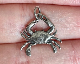 Small Melusine Solid 925 Sterling Silver Cancer Crab Zodiac Birthday Gift Charm