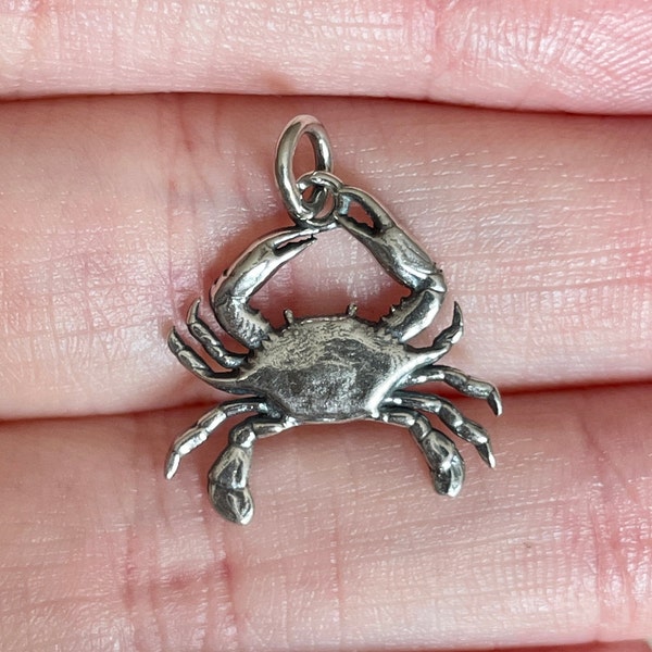 Small Melusine Solid 925 Sterling Silver Cancer Crab Zodiac Birthday Gift Charm