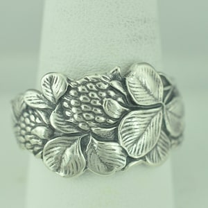 Solid 925 Sterling Silver Clover Flower Floral Adjustable Spoon Ring