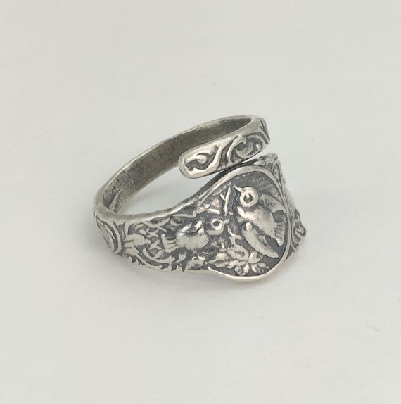 Solid 925 Sterling Silver Birds Nest Adjustable Spoon Ring - Etsy